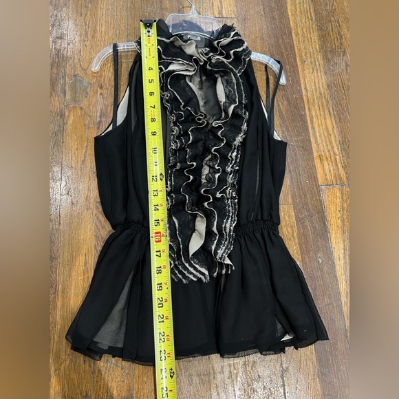 Neiman Marcus Robert Rodriguez Target Lace Ruffle Black Peplum Blouse Shirt - Picture 10 of 15